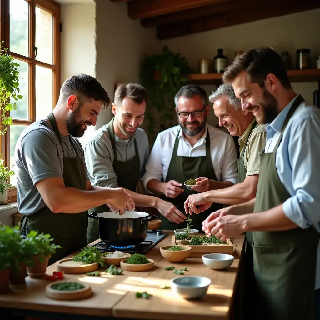 Čajna šalica s vrućim napitkom okružena svježim biljem.