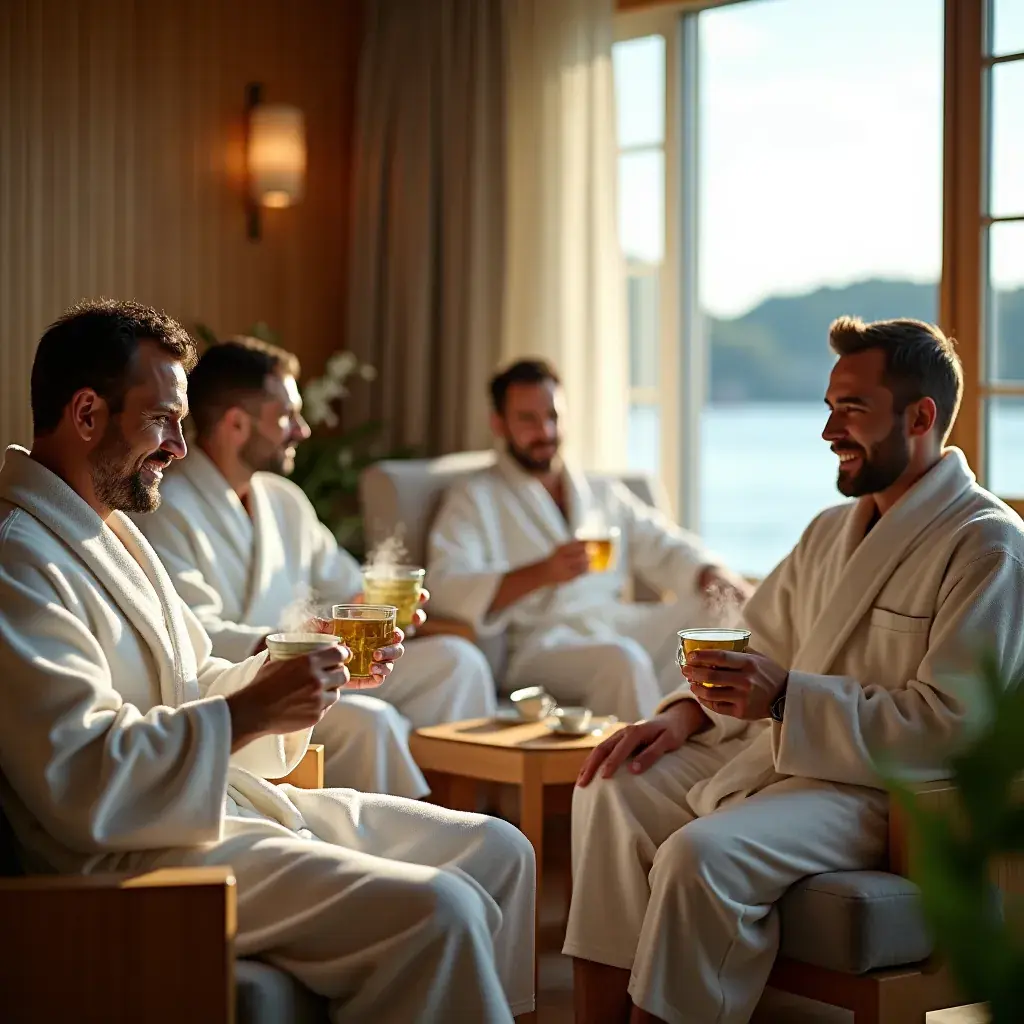 Muškarac uživa u šalici čaja dok se opušta na terasi.